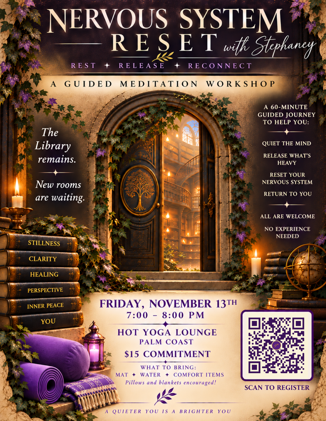 Nervous System Reset at Hot Yoga Lounge Palm Coast, Friday November 13, 7 to 8 PM